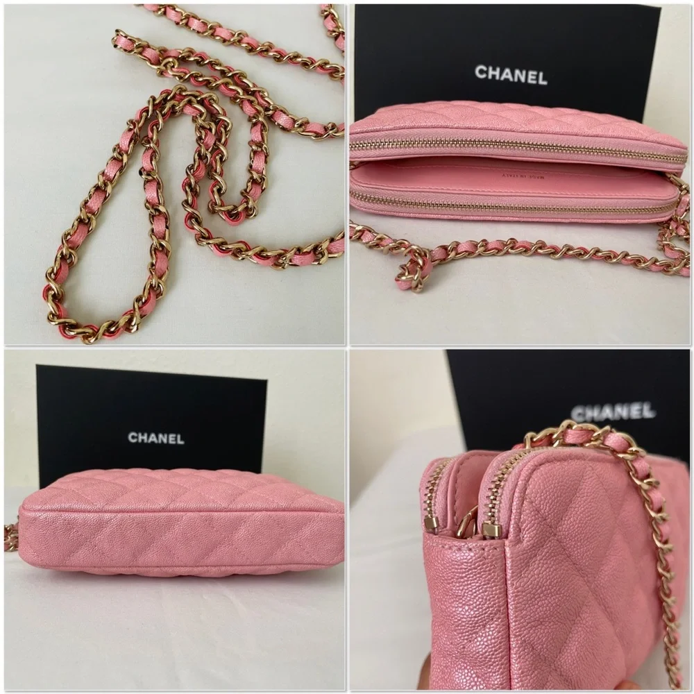 Chanel Pink Iridescent Clutch with Chain - Picture 14 of 14